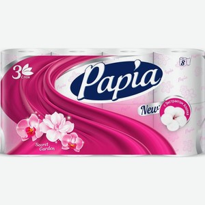 Туалетная Бумага Papia Secret Garden 3 слоя 8 рулонов