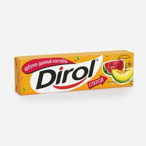 Жевательная резинка DIROL Арбузно-Дынный Коктейль без сахара с арбузно-дынным вкусом, 13.6г.