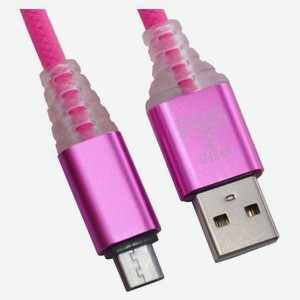 USB кабель Liberty Project Micro USB Змея LED TPE розовый