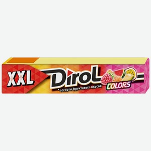 Жевательная резинка DIROL COLORS XXL ассорти фруктовых вкусов б/сахара, Россия, 19 г