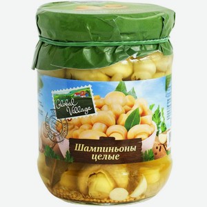 Шампиньоны Global Village целые маринованные стерилизованные, 480 г