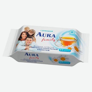 Влажные салфетки Aura Famil y для всей семьи, 63 шт