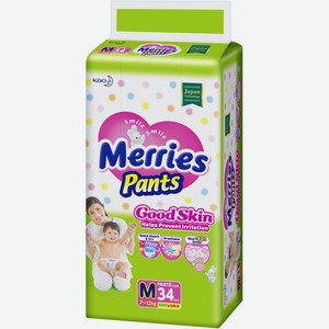 Трусики-подгузники Merries Good Skin M (7-12кг) 34шт