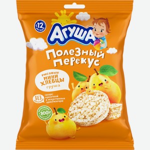 Детский продукт хлебцы АГУША рисовые груша с 12 мес, Россия, 30 г