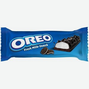 Пирожное Oreo Fresh Milk-Snack с молочной начинкой кусочками печенья бисквитное глазированное, 27г