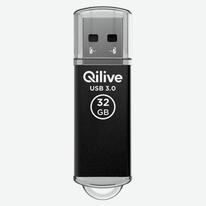 Флешка Qilive USB 3.2 gen 1, с колпачком алюминий черная, 64GB