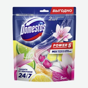 Блок для унитаза Domestos Power 5 Свежесть лайма и ледяная магнолия, 250г Россия