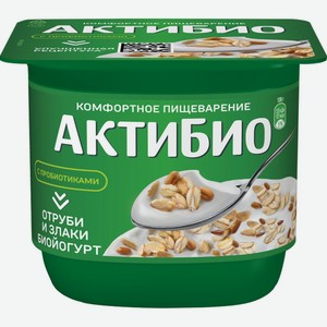 Биойогурт АКТИБИО Отруби-злаки 2% без змж, Россия, 130 г