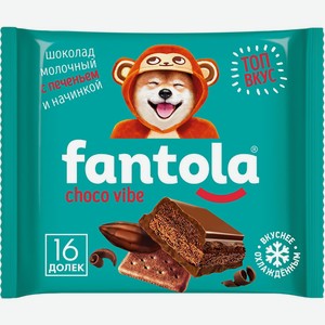Шоколад молочный FANTOLA Choco vib с печеньем, Россия, 66 г