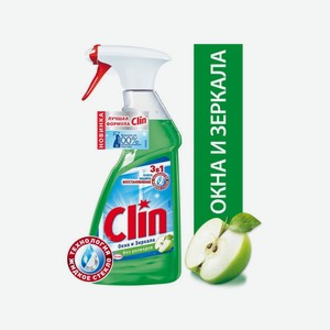 Средство для стекол и зеркал Clin яблоко, 500мл