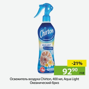 Освежитель воздуха Chirton, 400мл, Aqua Light Океанический бриз.