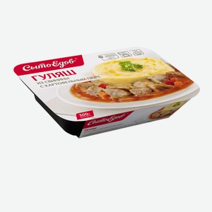 Шницель Сытоедов с картофельным пюре под красным соусом