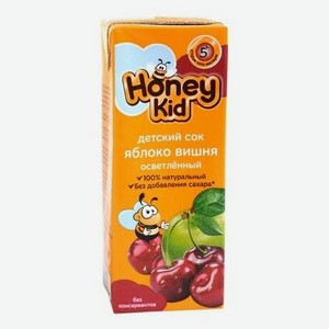 Сок Honey Kid яблоко вишня осветленный, без сахара, 200 мл