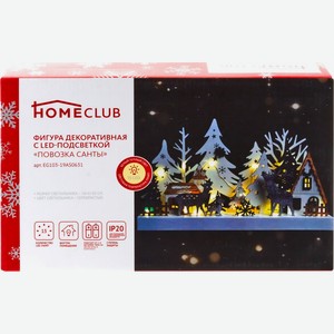 Фигура новогодняя HOMECLUB с LED-подсветкой Повозка Санты 30x17см, дер. EG103-19AS0631, Китай