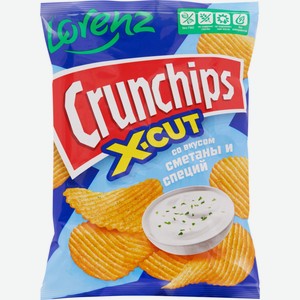 Чипсы картофельные LORENZ рифленые Crunchips X-Cut со вкусом сметаны и специй, Россия, 70 г