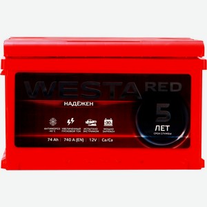 Батарея аккумуляторная WESTA RED 6ст-74 обратная полярность, Россия