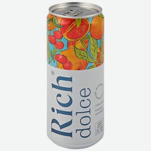 Напиток сокосодержащий Rich Dolce из яблок, вишни, грейпфрута с ароматом черешни газированный 0.33л ж/б Россия