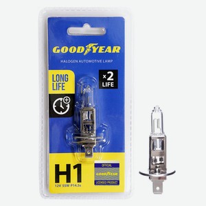 Лампа автомобильная галогенная Goodyear Н1 12V 55W P14,5s Long Life блистер