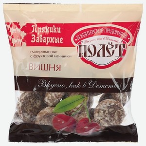 Пряники Полет заварные глазированные с фруктовой начинкой вишня, 300 г