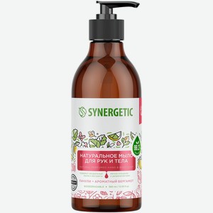 Мыло Synergetic Пачули и ароматный бергамот натуральное для рук и тела, 380мл
