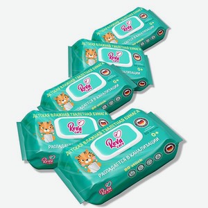 Влажная туалетная бумага Reva Care детская 5 упаковок по 80 шт