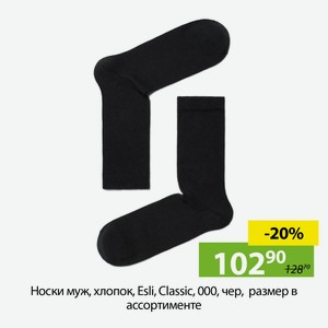 Носки муж, хлопок, Esli, Classic, 000, чер, р.25, 19С-145СПЕ