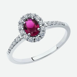 Кольцо SOKOLOV Diamonds из белого золота с бриллиантами и рубином 4010671-3, размер 18.5