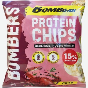 Чипсы BOMBBAR цельнозерновые протеиновые со вкусом Краб ББР288, Россия, 50 г