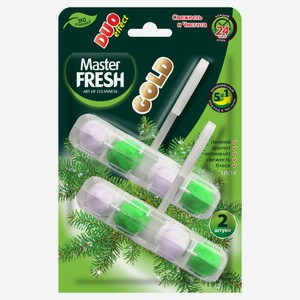 Подвесной блок для унитаза Master Fresh Duo Effect 5в1 формула Gold Хвоя, 2 шт