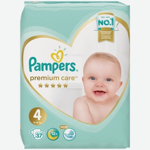 Подгузники Pampers с для малышей 9-14 кг, 4 размер, 37 шт