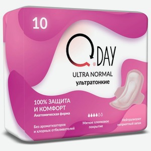 Женские гигиенические прокладки Qday Ultra Normal (4 капли) 10 штук MU