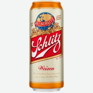 Пиво Schlitz Weizen светлое пастеризованное нефильтрованное 5.2% 0.43 л, металлическая банка