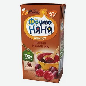 Компот неосветленный ФрутоНяня вишня-малина с 5 мес. 200 мл