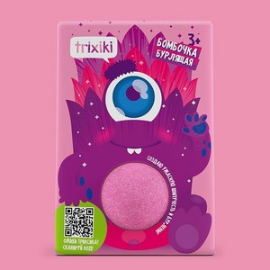 Бурлящий шарик TRIXIKI с пеной для ванны малиновый и переводилка-сюрприз