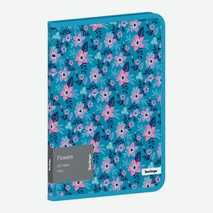 Папка на молнии Berlingo Flowers А5+ 600мкм с рисунком