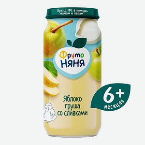 Пюре ФрутоНяня яблоко-груша-сливки с сахаром 250г с 6месяцев