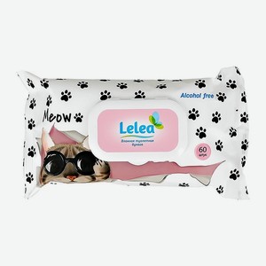 Бумага туалетная LELEA влажная Cat с экстрактом алое вера 60 шт