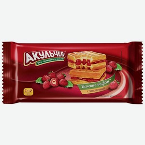 Вафли Акульчев Венские мягкие с земляникой