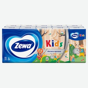 Платочки бумажные Zewa Kids 3 слоя, 10 шт