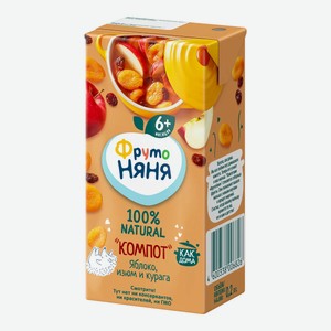 Компот неосветленный ФрутоНяня из яблок с экстрактом изюма и кураги с 6 мес. 200 мл