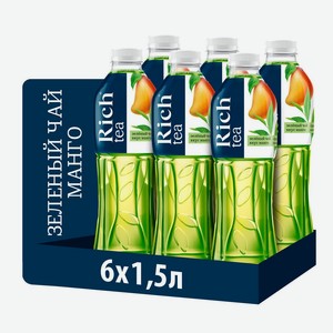 Чай холодный зеленый Rich манго, 1.5л x 6 шт Россия