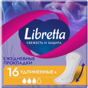 Ежедневные прокладки Libretta Свежесть и защита Удлиненные+, 16шт