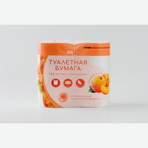 Бумага туалетная Персик, 3 слоя, 4 рулона 1 уп