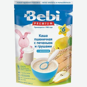Каша молочная Bebi Premium Пшеничная печенье с грушами сухая с 6 месяцев 200г