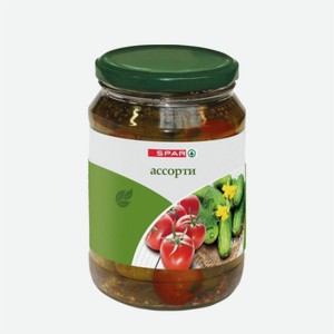 Ассорти SPAR томаты черри и корнишоны маринованные 680гр