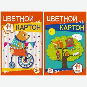 Картон цветной Полиграф Принт 14л в ассортименте 1шт.