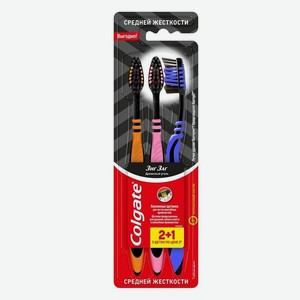 Зубная щетка Colgate Зигзаг Древесный уголь, средняя жесткость, 3 шт