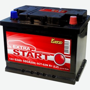 Батарея аккумуляторная EXTRA START 6CT-62N R+(L2), Россия