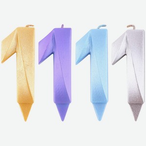 Свеча ХАМЕЛЕОН Цифра 1 Грань, в ассортименте L1699,L1911,L1921,L1689, Китай