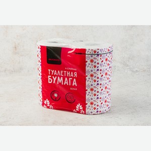 Бумага туалетная 4 слоя белая, 4 рулона 415 г